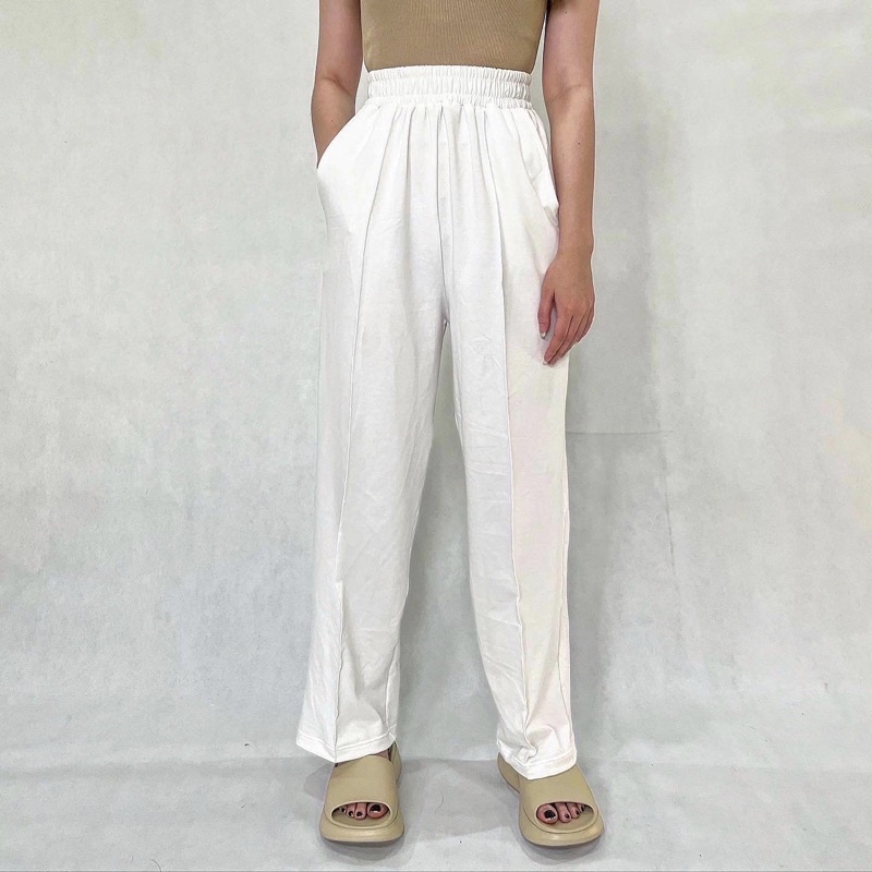 BAE PANTS / Celana Highwaist Kulot Panjang Wanita / Loose Cullote Pants / Baby Terry Trousers