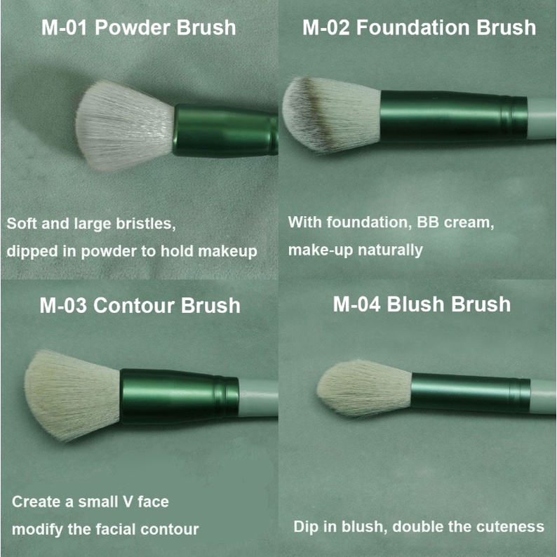 13pcs / Set Brush Kabuki Bulu Lembut Untuk Foundation / Blush On / Bedak / Eyeshadow