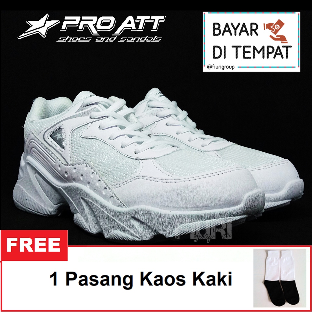 FIURI - Pro ATT Original - LIP 500 Putih - 37-40 - Sepatu Kets Wanita - Sepatu Sneakers Wanita - Sepatu Olahraga Sport Wanita - Sepatu Casual - Sepatu Jogging Lari Fitness Gym Senam Wanita - Sepatu Anak Perempuan Cewek - Sepatu Sekolah Bertali SD SMP SMA