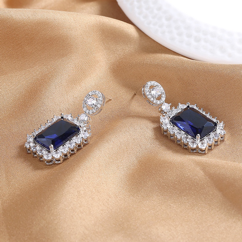 Anting Drop Bentuk Persegi Dua Warna Untuk Wanita