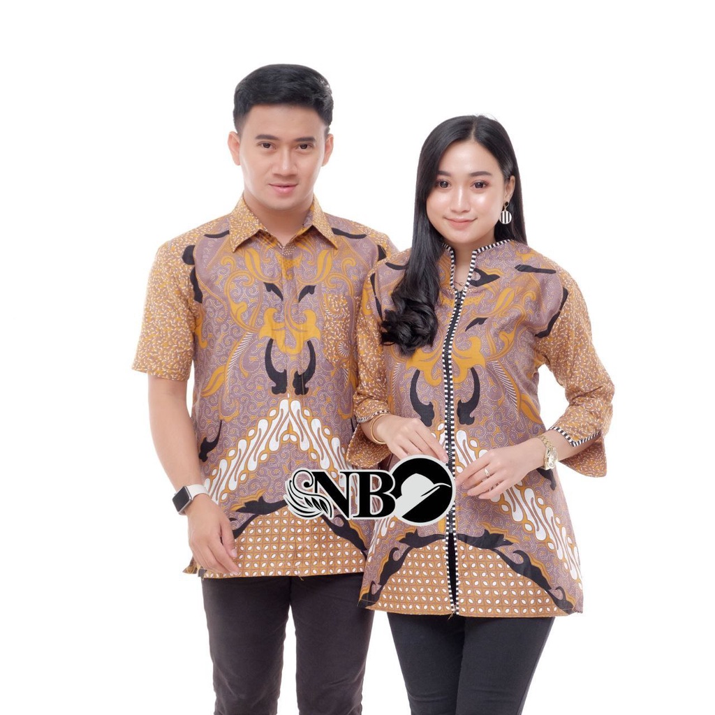 Batik Couple Modern Atasan Blouse Batik Kerja Kantor Wanita Seragam Batik Wanita dan Pria M L XL XXL