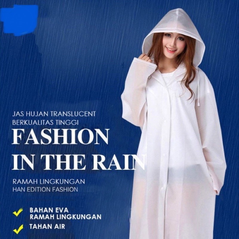JAS HUJAN EVA TRANSPANT TEBAL DEWASA DAN ANAK / JAS HUJAN KOREA PONCHO PRIA WANITA UNIVERSAL / RAINCOAT MANTEL HUJAN PVC TERUSAN IMPORT