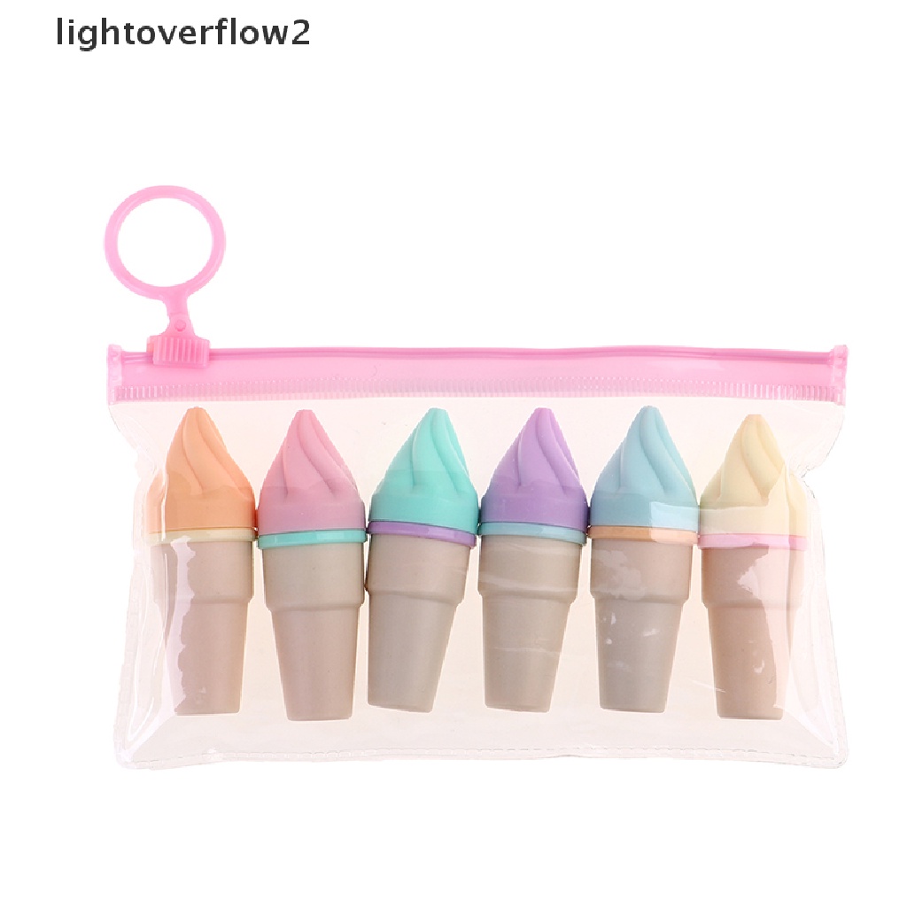 (lightoverflow2) 6pcs / Pak Es Krim Kawaii Warna Permen Untuk Perlengkapan Sekolah / Kantor