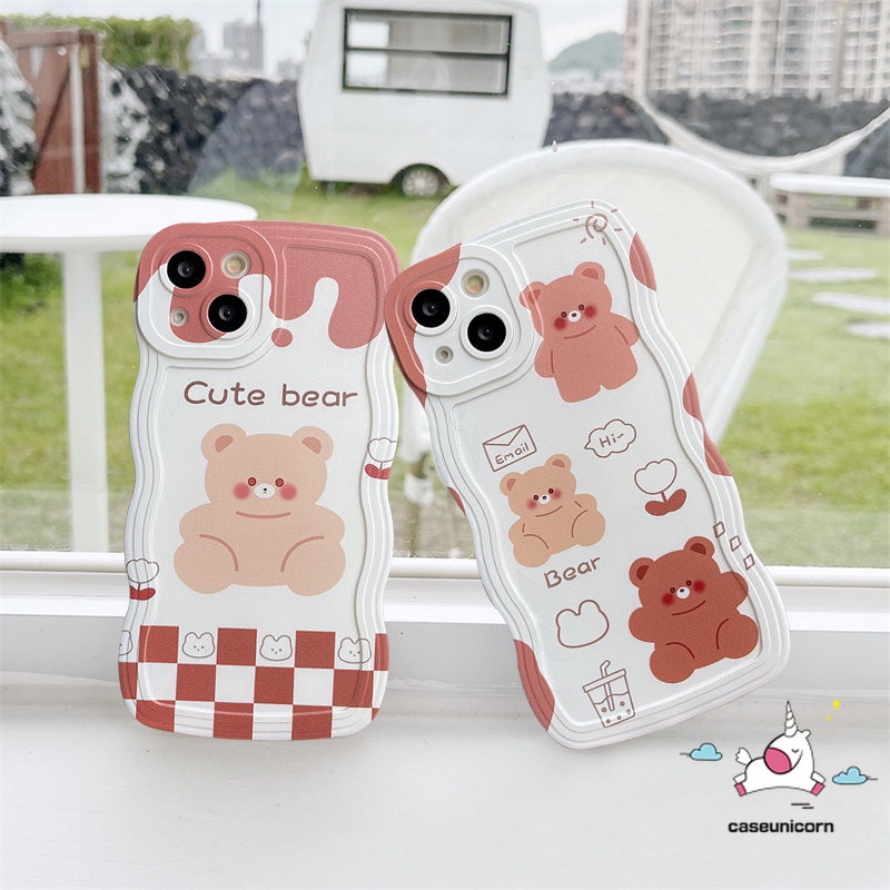 Soft Case Tpu Motif Kartun Beruang Es Krim Untuk iPhone 11 13 14 12 Pro MAX XR X XS MAX 6 8 7 14 6s Plus SE 2020