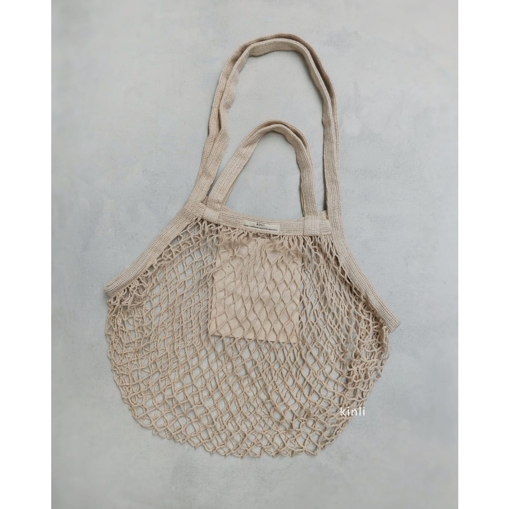 kala cotton mesh bag net reusable multifunctional shopping bag dual handle tas jaring