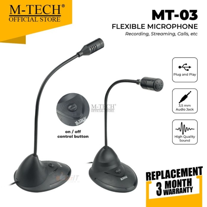 M-Tech Original Mic Microphone MT-03 Stand Jack 3.5mm