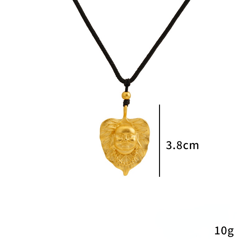 Goldkingdom Fashion Jewelry Emas Asli Kadar 375 Bangkok Aksesoris Ready Stock Kalung Buddha Daun Maitreya Sudah Diberkati Lady Liontin Untuk Generasi