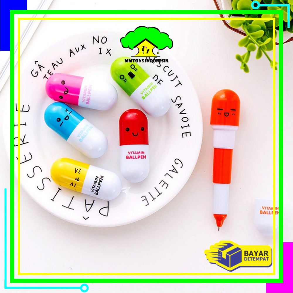 

MI-A4 Pulpen Emoticon Vitamin / Pen Unik / Pena Kapsul / Pulpen Stationary Souvenir Pernikahan