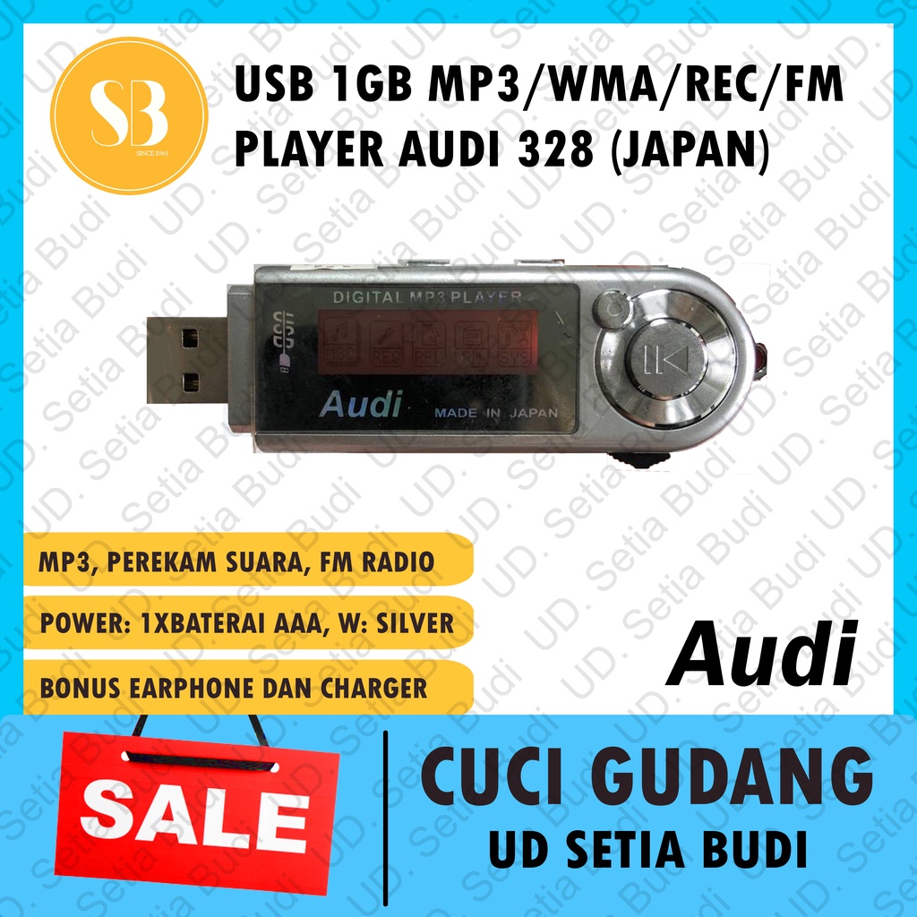 Made in Japan 328 USB 1GB Flashdisk MP3 Perekam Suara FM Radio Player