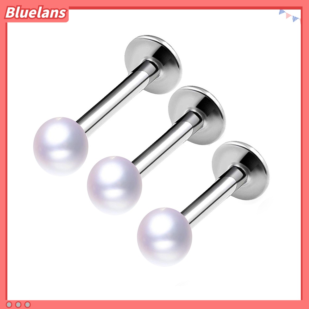 1pc Cincin Tindik Telinga Hidung Bibir Labret Aksen Mutiara Palsu Untuk Unisex