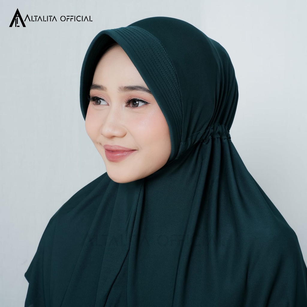 Altalita - Jilbab Bergo Serut Jokowi Instan Menutup Dada pet Antem Polos Bahan Jersey Premium Cocok untuk Sekolah Olahraga Volly Futsal Senam dan Sehari-hari