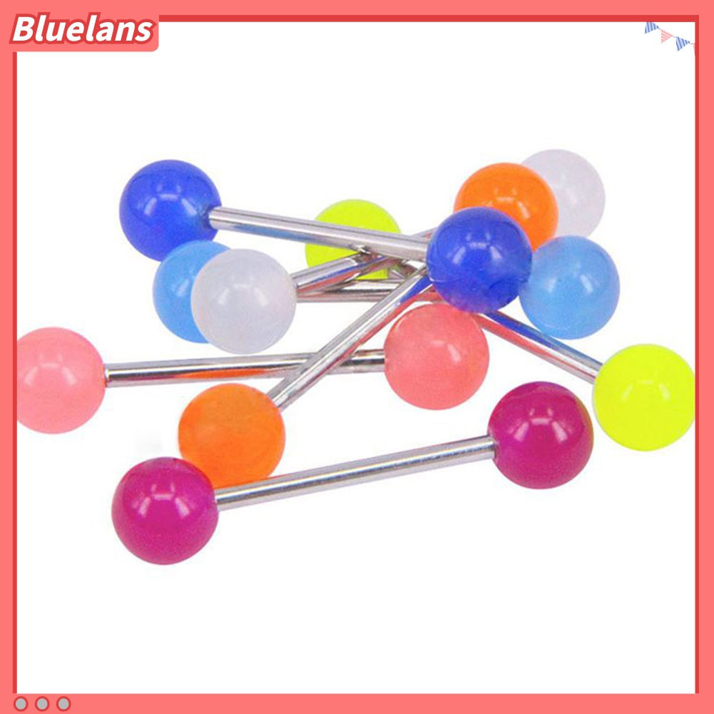 10pcs / Set Cincin Stud Bola Luminous Untuk Tindik Lidah Tubuh