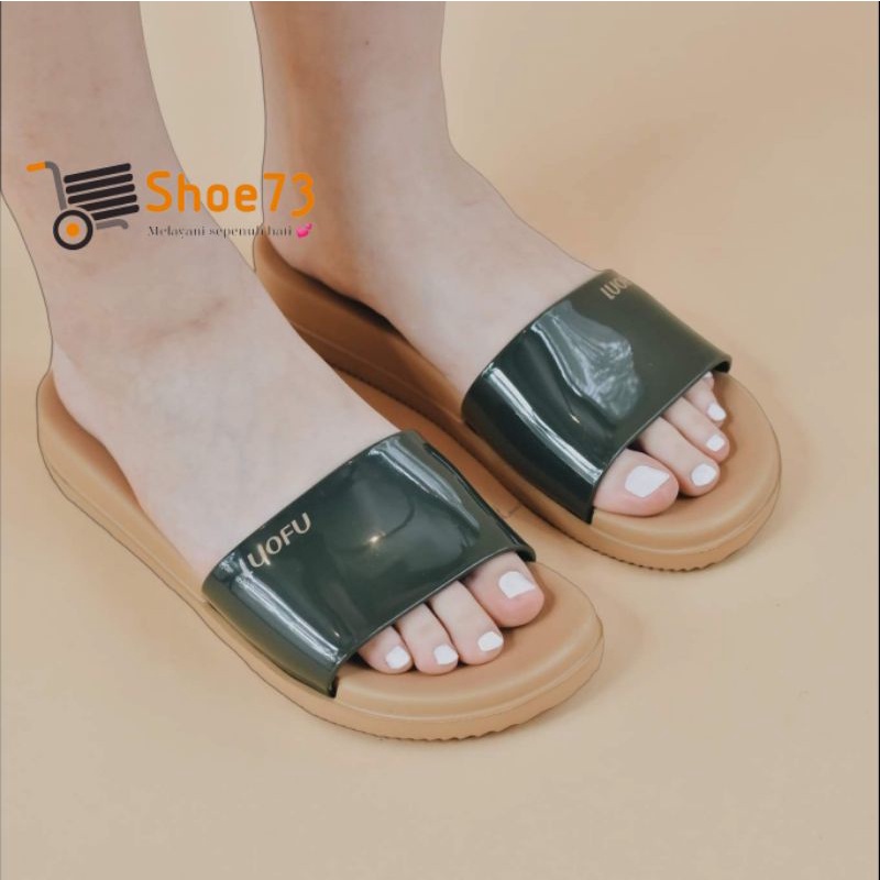 LUOFU E 7159 - SM5W SIZE 36-40 ORIGINAL l Sandal Selop jelly wanita l Sendal kokop cewek impor