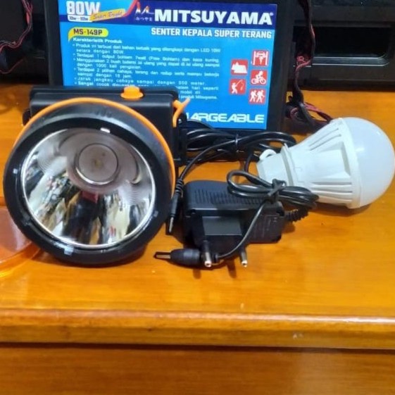 COD Senter Kepala 80 Watt Cahaya Putih Mitsuyama MS-149P Headlamp + Bohlam
