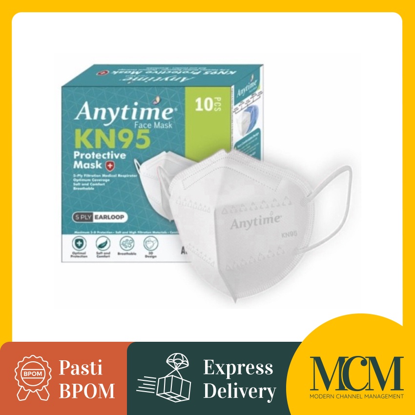 Masker Medis - Anytime KN95 Protective Mask 5 Ply Earloop - 10 Pcs
