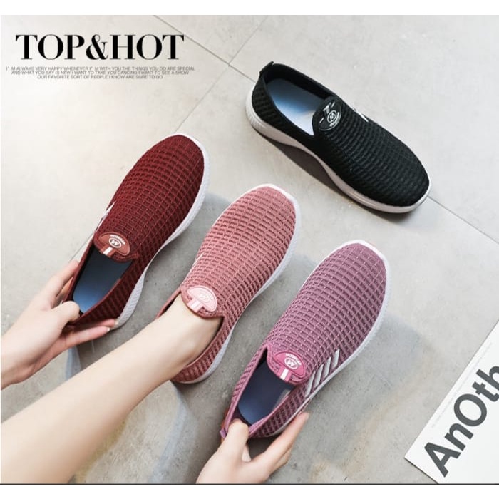 SHOEGALLERY LV0090 Sepatu Wanita Sneakers Import Sepatu Sport Tanpa Tali/ Sepatu Running Wanita Fashion