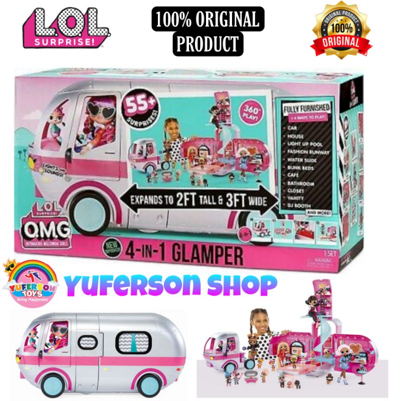LOL Surprise OMG 4in1 GLAMPER 55+ Surprise Fashion CAMPER Mobil Van