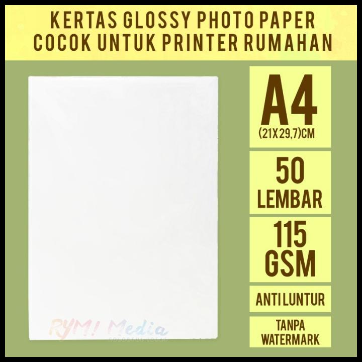 

Kertas Foto Glossy 115 Gsm A4 Isi 50 / Photo Paper 115 Gram Singleside