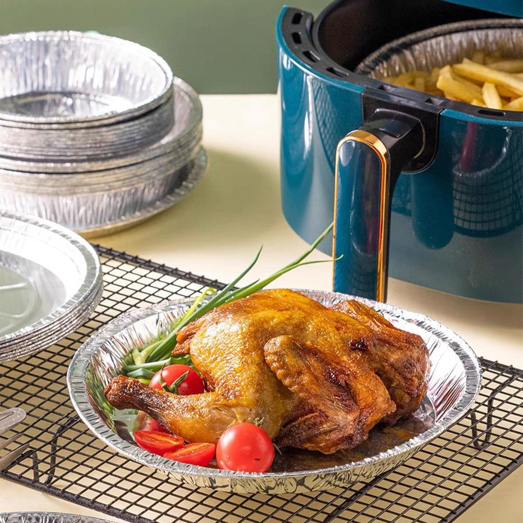 50buah Loyang Aluminium Foil Liner Penggorengan Nampan Makanan Wadah Pemanas Ulang Pie Kue Flan Piring Restoran Bakery Gadget