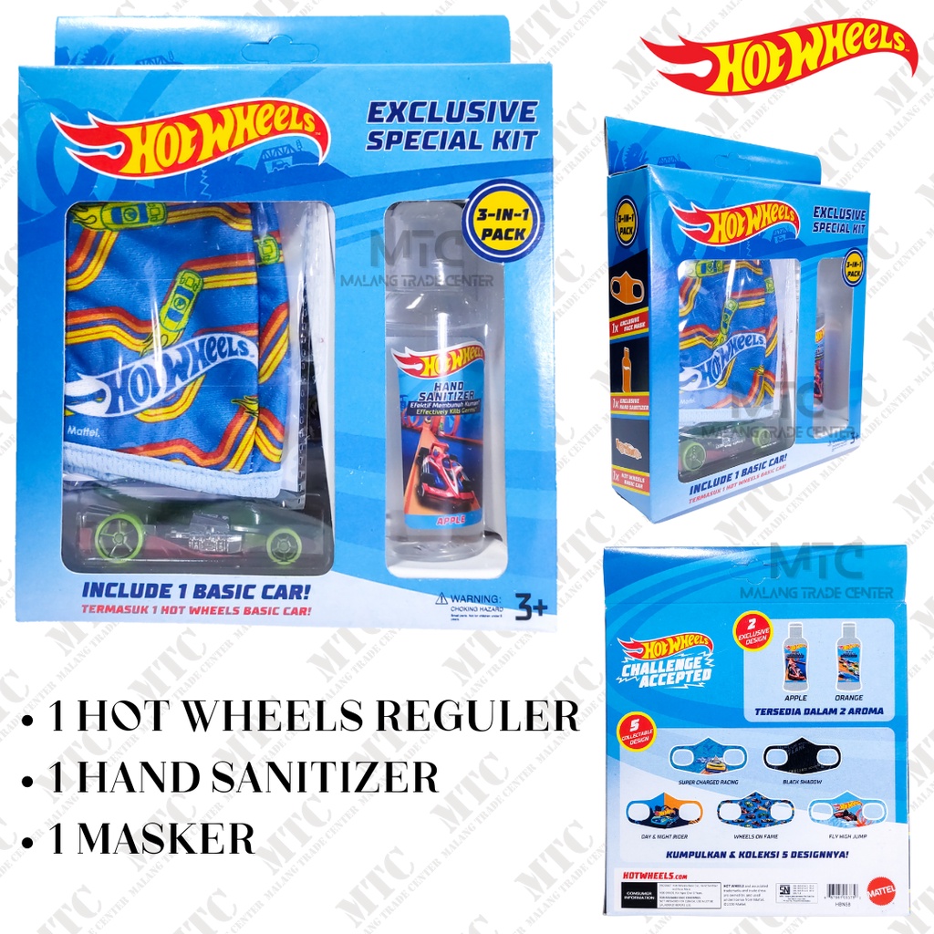 Hot Wheels Exclusive Special Kit 3 in 1 Pack ( Masker, Sanitizer dan Hot Wheels)