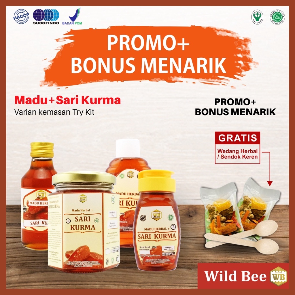 

Madu Sari Kurma/Madu Herbal- Garansi Asli - Wild Bee -Mini