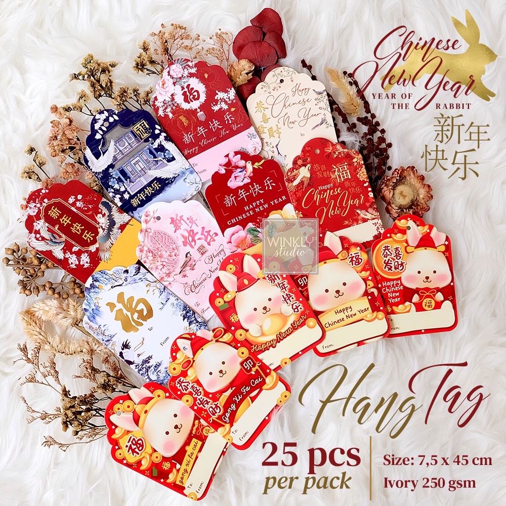 25pcs Hang Tag Imlek Hangtag Sincia Chinese New Year Kartu Mini CNY CapGoMeh / Cap Go Meh