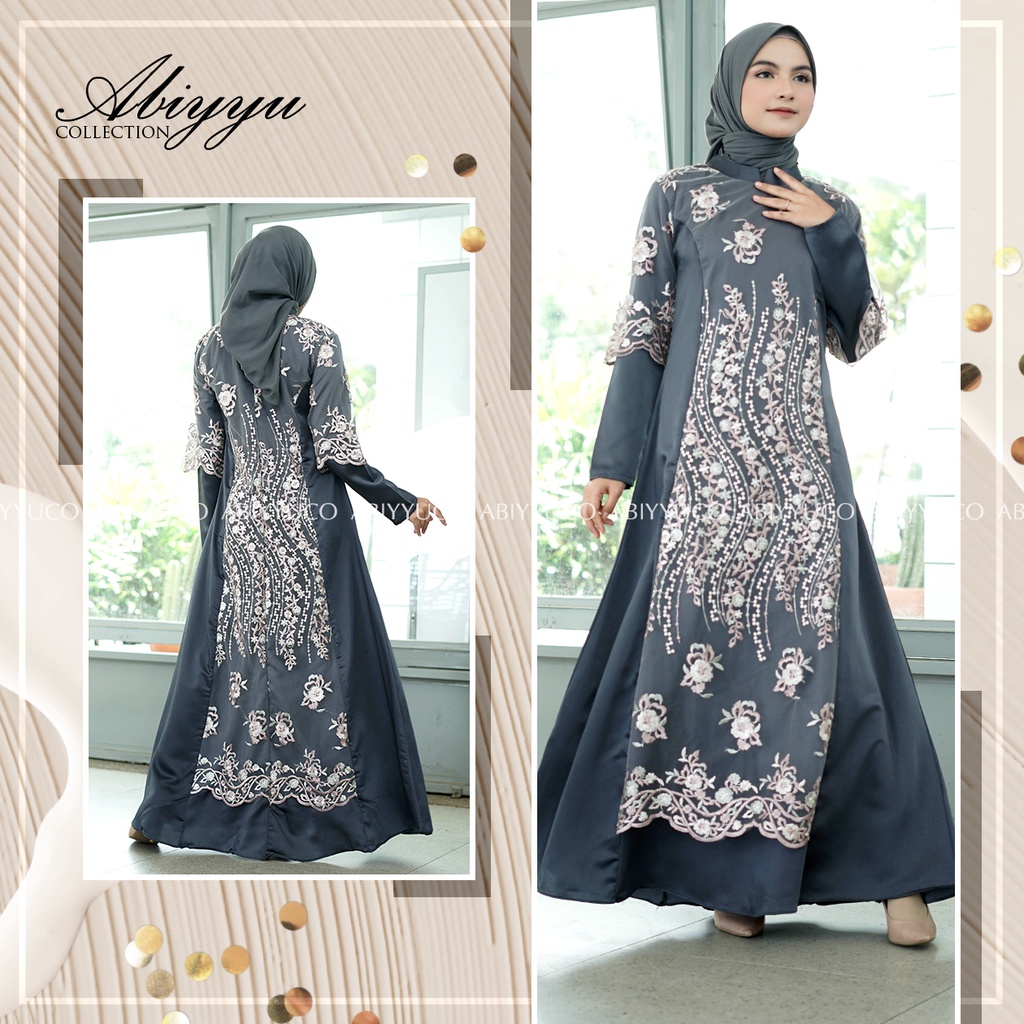 Abiyyuco TA9018 | Gamis Brokat Tile Mewah Dress Brukat Kondangan Wisuda