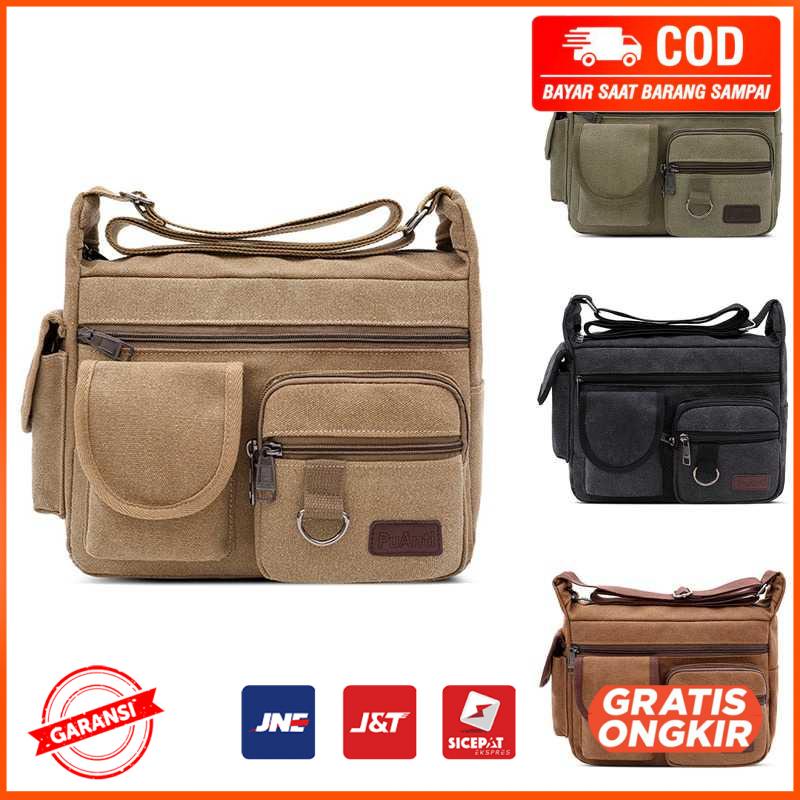 Tas Selempang Messenger Bag Bahan Kanvas 6109