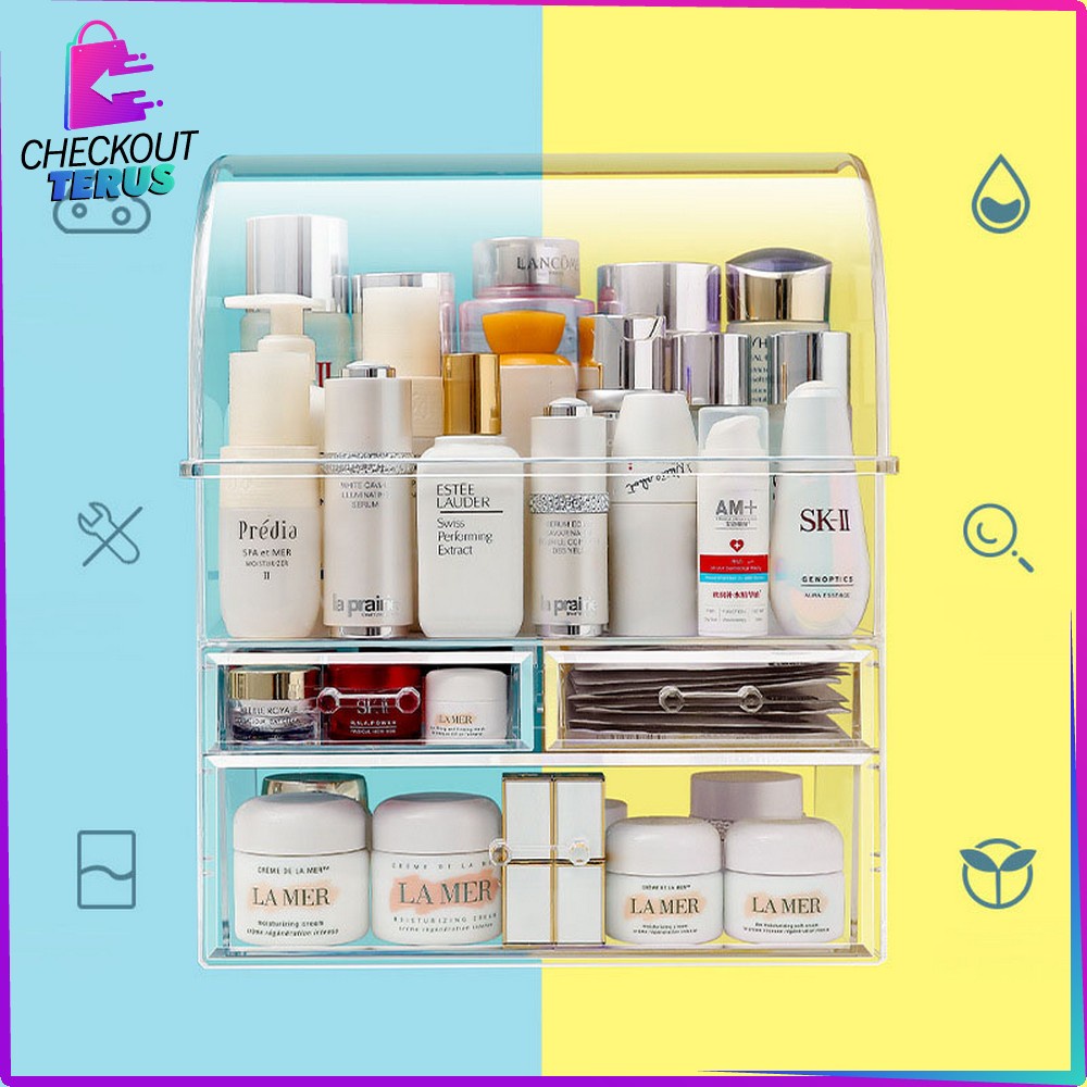 CT K132 Rak Kosmetik Dengan Laci Anti Debu Tempat Make Up Skincare Rak Akrilik Multifungsi Storage Organizer Drawer Cosmetic