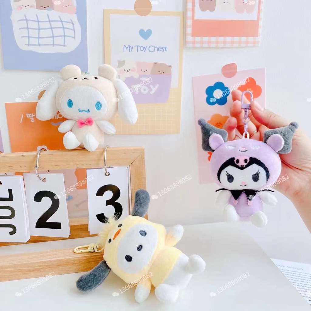 Gantungan Kunci Boneka Sanrio Hodie Animals Boneka My Melody Kuromi Pachasso Bahan Plush Untuk Dekorasi Tas