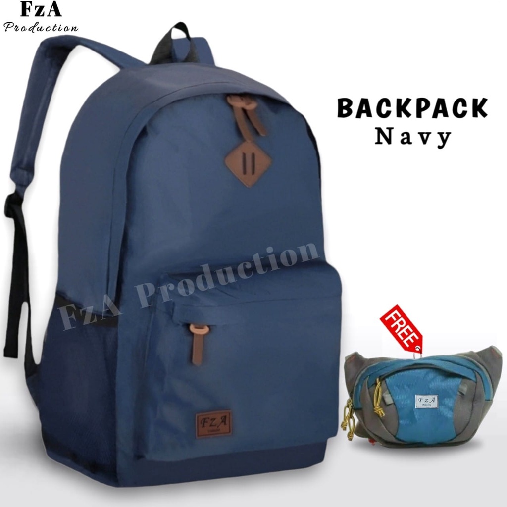 Tas Ransel Punggung Distro Casual Pria Wanita / Tas Ransel Laptop Original FzA FREE Tas Slempang Sporty