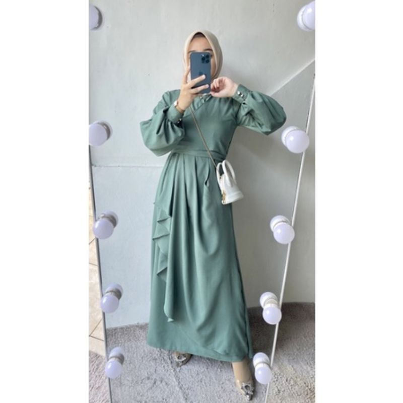 DRES KONDANGAN CRINCLE AIRFLOW SADA DRESS BAJU GAMIS REMAJA TERBARUJUMBO  MEWAH