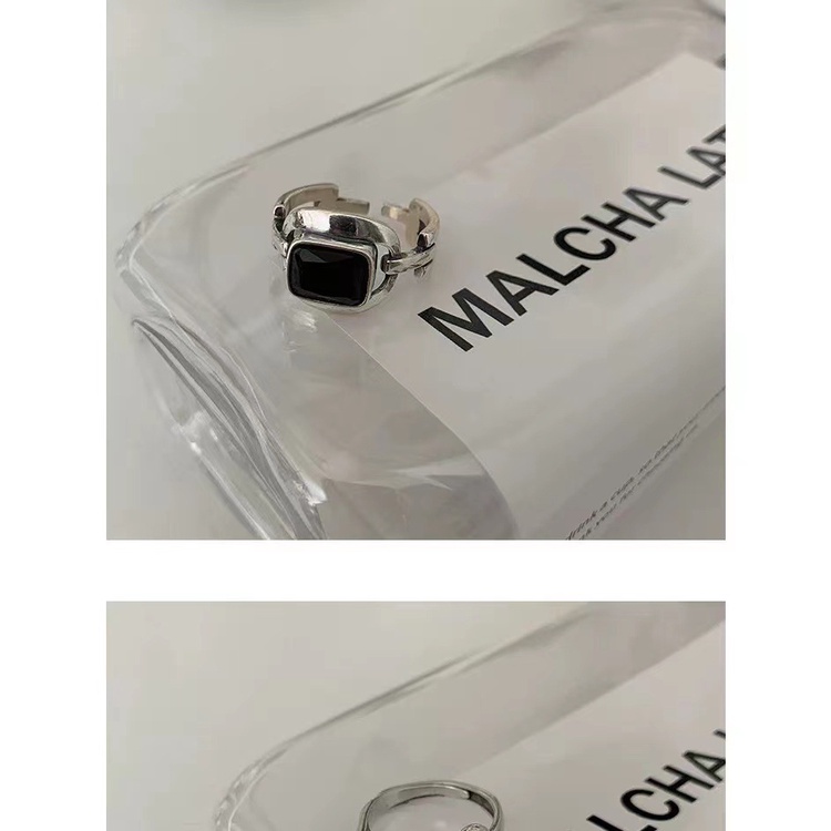 Cincin Jari Depan adjustable Hias Berlian Hitam Gaya hipster Untuk Pria