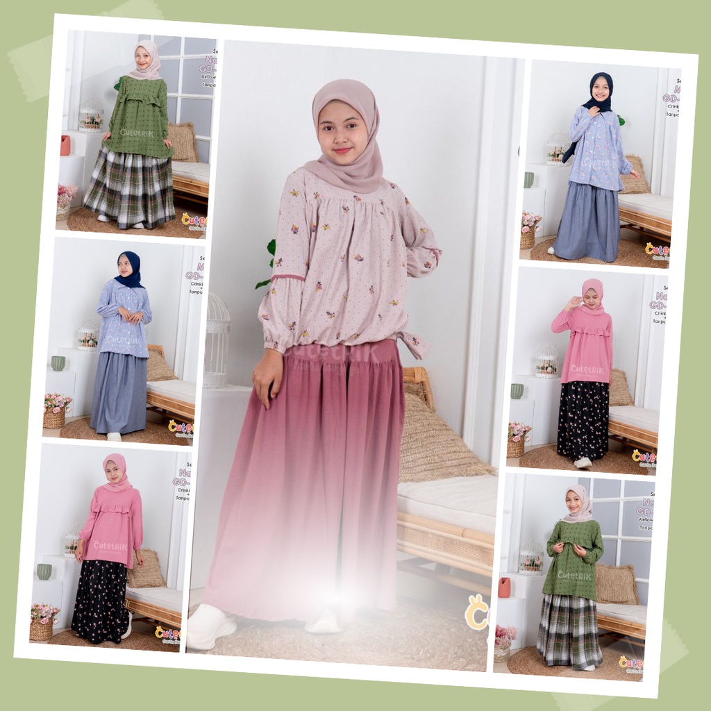 Set Rok Natha GD635 GD627 Setelan Nura GD618 Stelan Mika GD631 Set Rok terbaru Cutetrik Baju muslim 