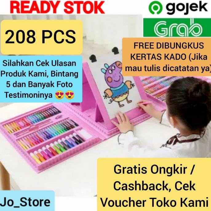 

(COD) Crayon Anak Set Isi 208 Pcs Pensil Warna Alat Lukis Set Crayon Set