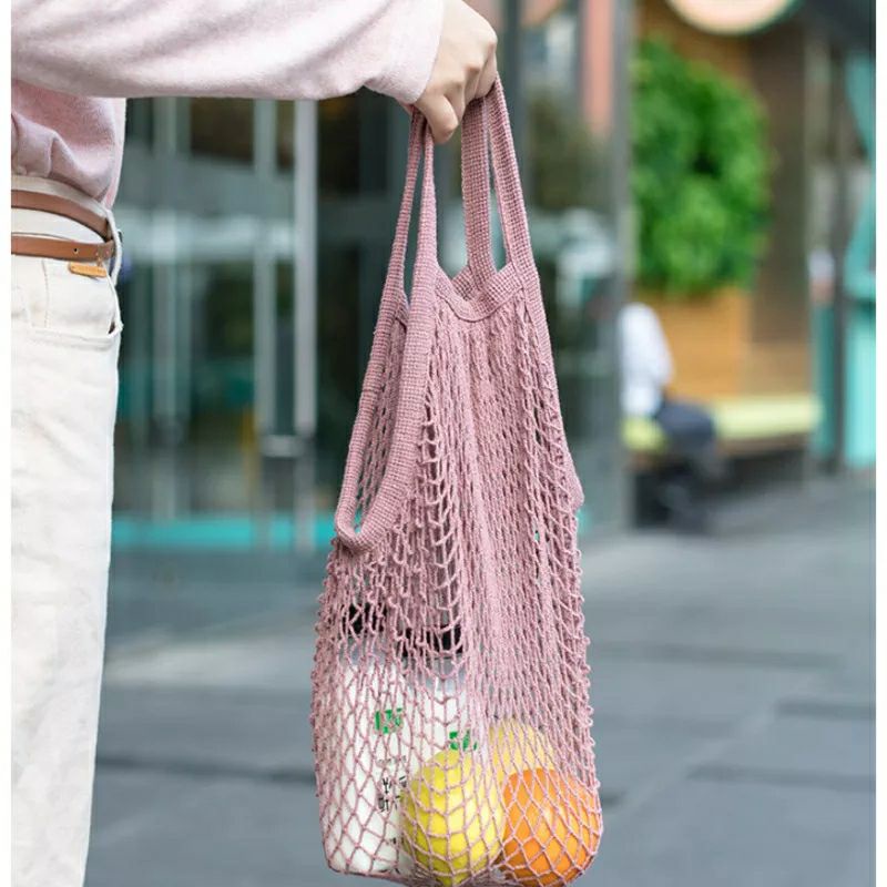 Tas Belanja Jaring Katun Tas Jaring Tas Pantai Reusable Bag Cotton Mesh Bag Net Bag Grocery Bag Fishing Net Tote Bag Tas Ramah Lingkungan