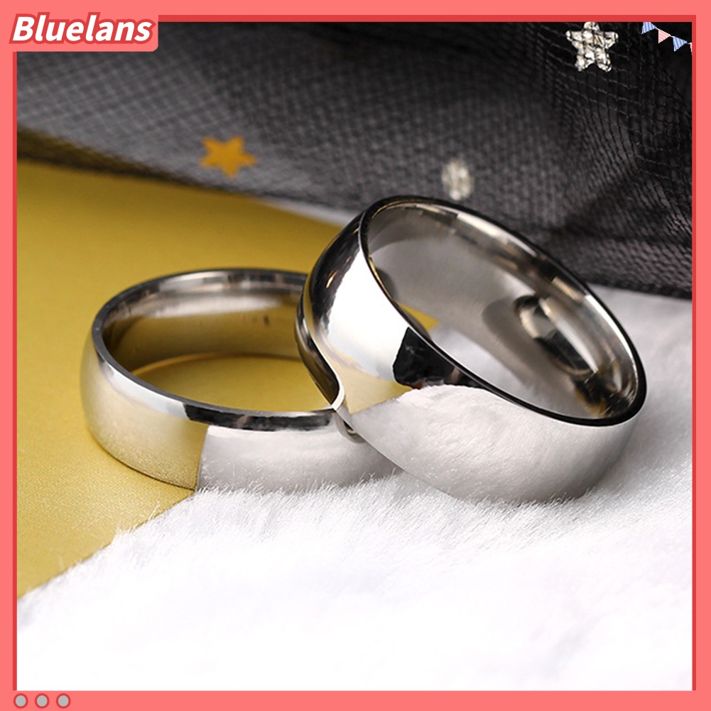 Bluelans Unisex Fashion Stainless Steel Engagement Couple Band Finger Rings Jewelry Gift