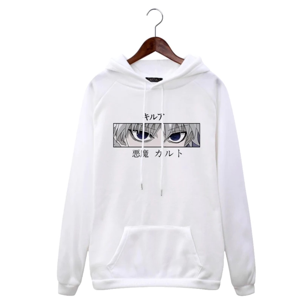 FenishaStore Sweater Hoodie Wanita Anime Killua Zoldyck Devil Eye size M-L-XL-XXL Bisa Bayar Ditempat COD