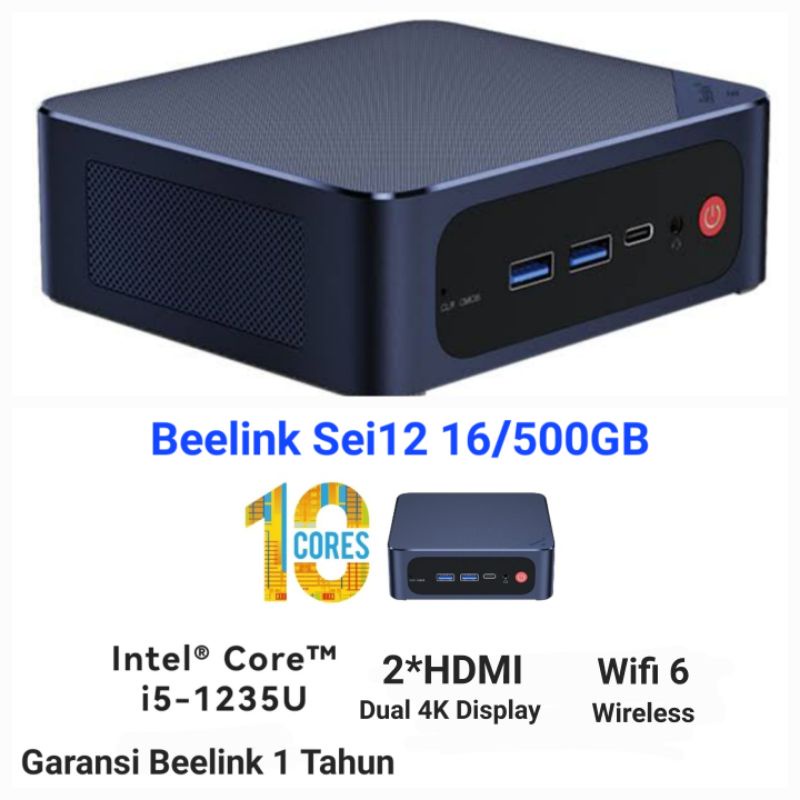Mini PC Beelink Sei12 i5-1235U Gen12 16/500GB Dual HDMI Windows 11 Pro