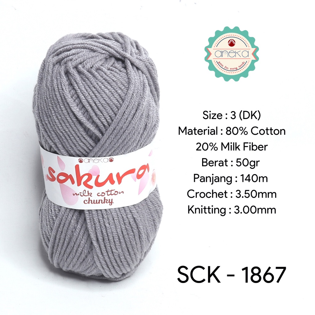 Benang Rajut Katun Susu Sakura Milk Cotton Chunky - 1867