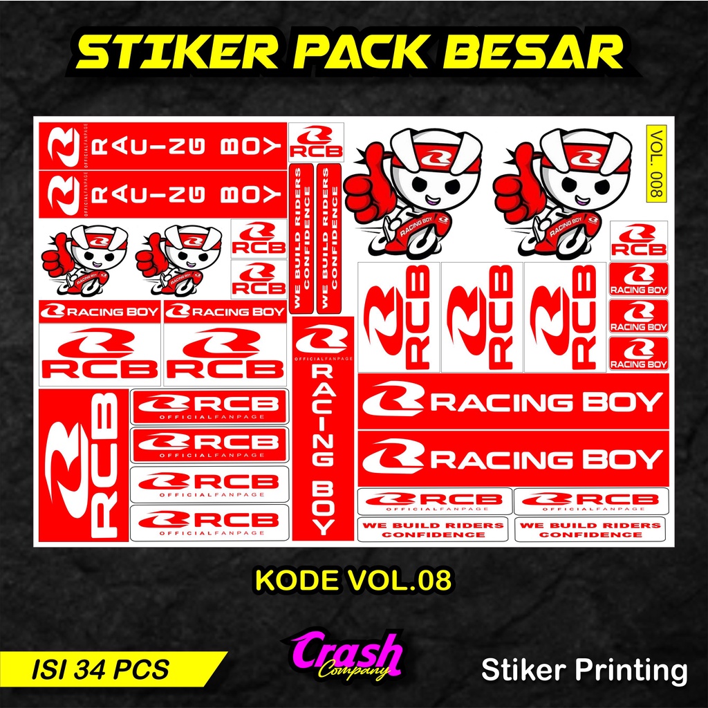 STIKER PACK RACING BOY, STIKER MOTOR RCB