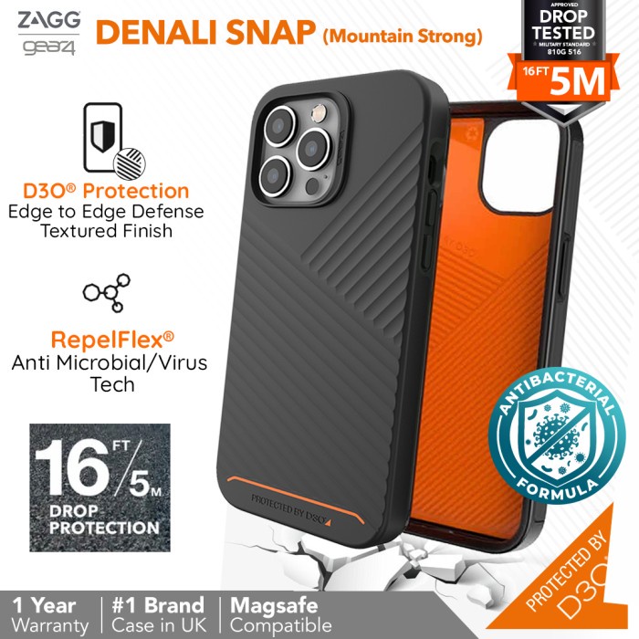 Jual [D3O Protection] Original ZAGG Gear4 Magsafe Case iPhone 14 Pro Max / 14 Pro Denali Black