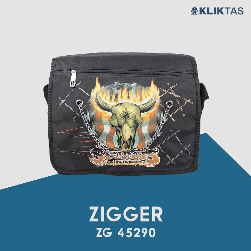 [KLIKTAS] Tas Selempang Pria Distro Zigger 45290 Messenger Bag Slingbag Cross Body Dewasa Bonus Rantai Promosi Murah