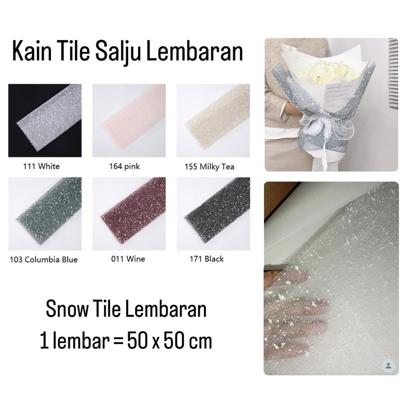 

Kertas Tile Salju untuk Buket Lembaran / Flower Wrapping Snow Kain Tille Pembungkus Bouquet Bunga Cellophane