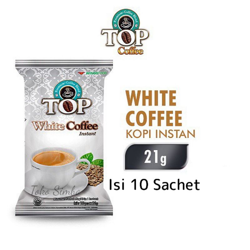 

Kopi Top White coffee kemasan bag renteng isi 10 sachet