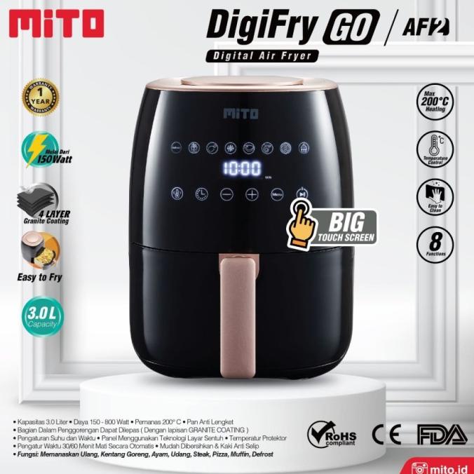 TERLARIS Mito Digital Air Fryer DIGIFRY AF2 3 L AirFryer Garansi Resmi /PERALATAN MASAK SET/PANCI PR