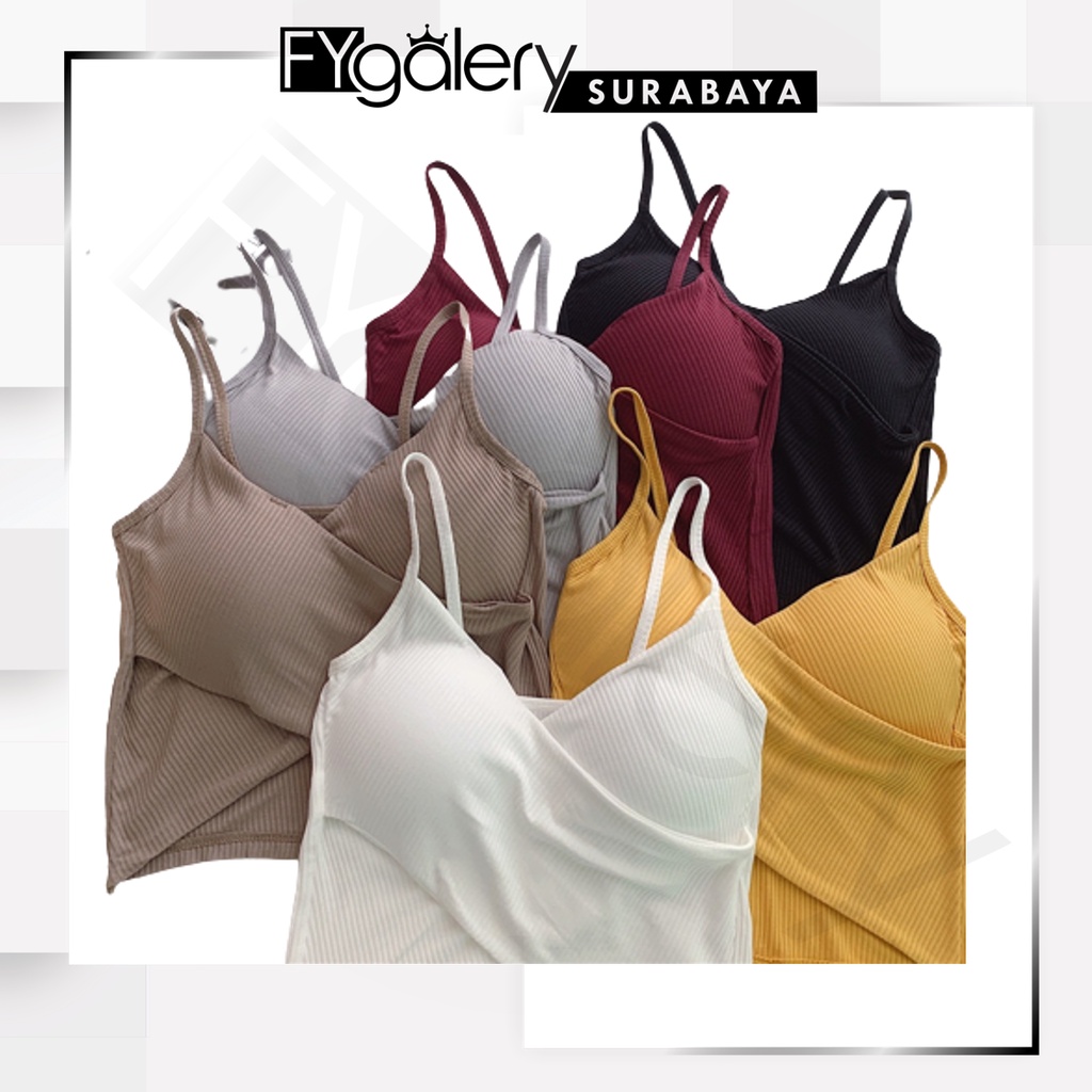 FYGALERYSURABAYA  BRA516 Tank Top Cross Twist Pakaian Crop Top Dalaman Wanita Korea V Neck Atasan Cewek