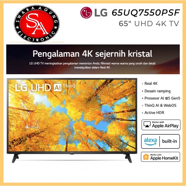 Led UHD 4K Smart TV 65 Inch LG Type : 65UQ7550 (Khusus Daerah Medan)