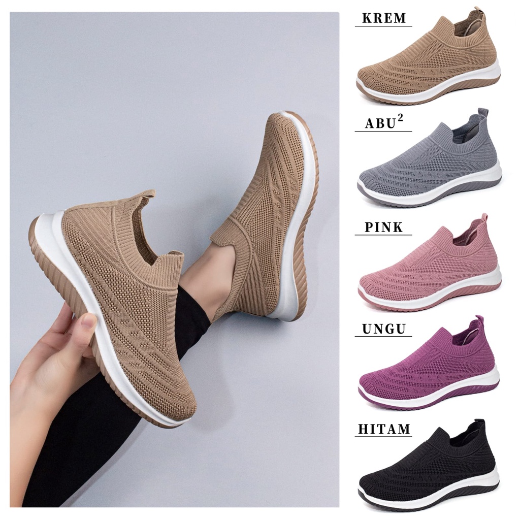 Sepatu Wanita Sneakers Wanita Import Cewek Sport Shoes Kasual Fashion Shoes Wanita Non Tali A3060