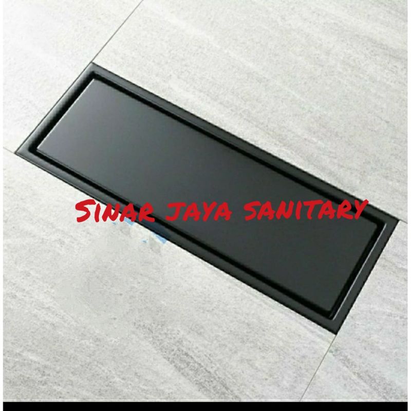 Smart floor drain panjang black 30cm stainless 304 / floor drain hitam panjang